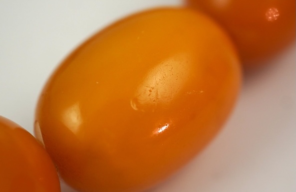 An amber bead necklace